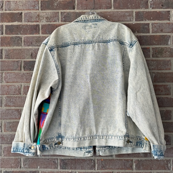 Vintage Hand Painted Y2K Todays News Denim Jacket Size XL - Picture 4 of 7
